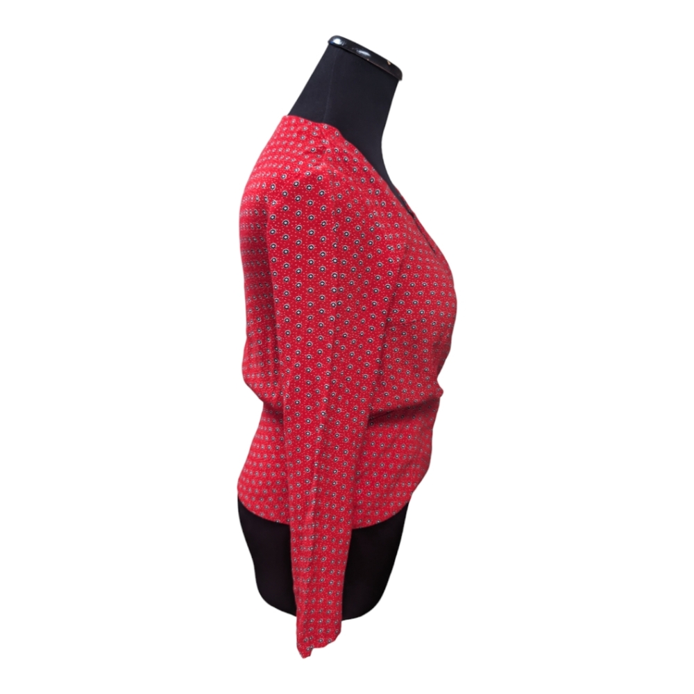 Cooperative Urban Outfitters Snap Wrap Red Blouse Size S - Picture 2 of 7